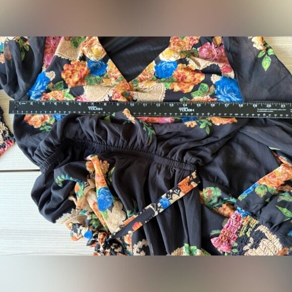 Flying Tomato Hey Cutie Woven Maxi Dress Black Boho Long Sleeve Tiered size S - Picture 9 of 10
